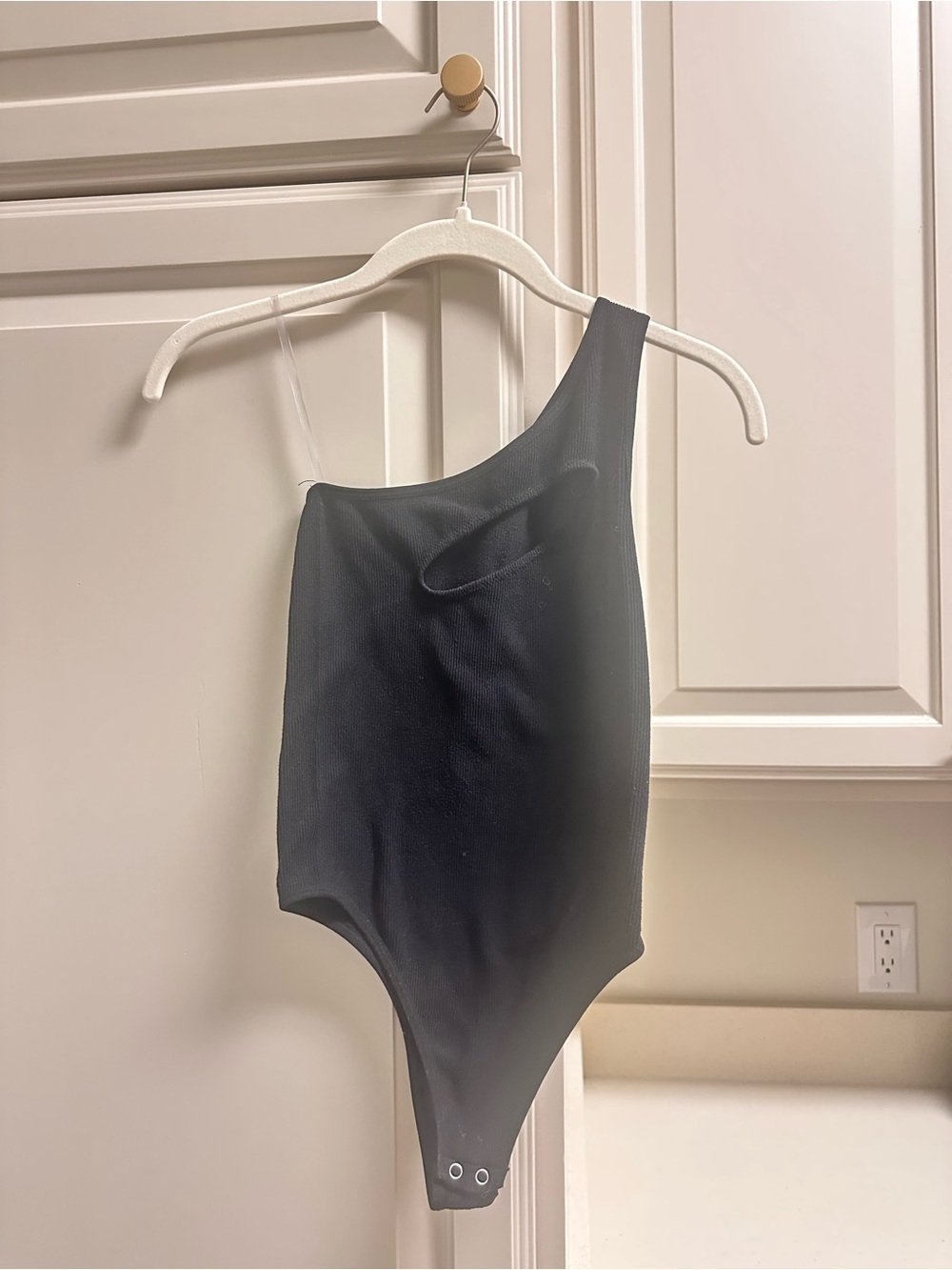 Fashion Nova Black One-Shoulder Bodysuit